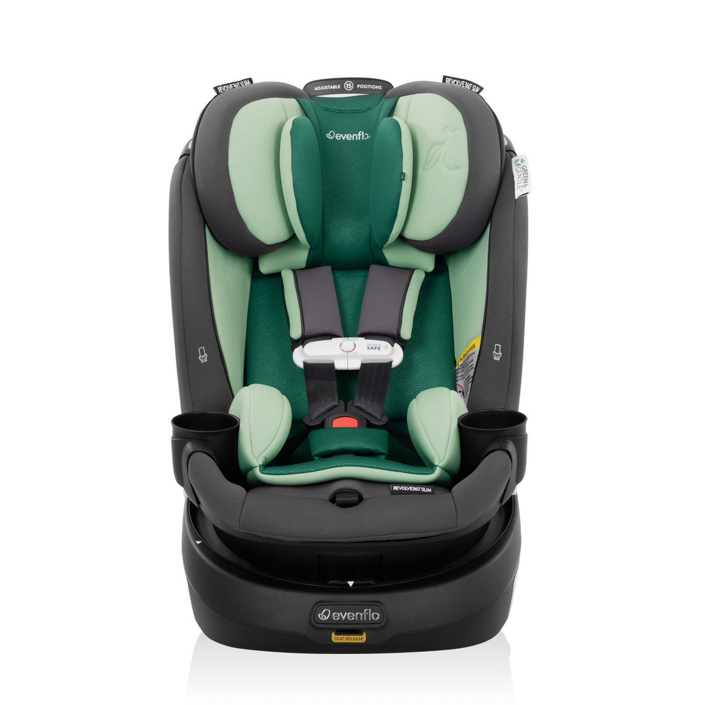 Revolve360 Slim 2-in-1 Rotational Car Seat with Green & Gentle Fabric