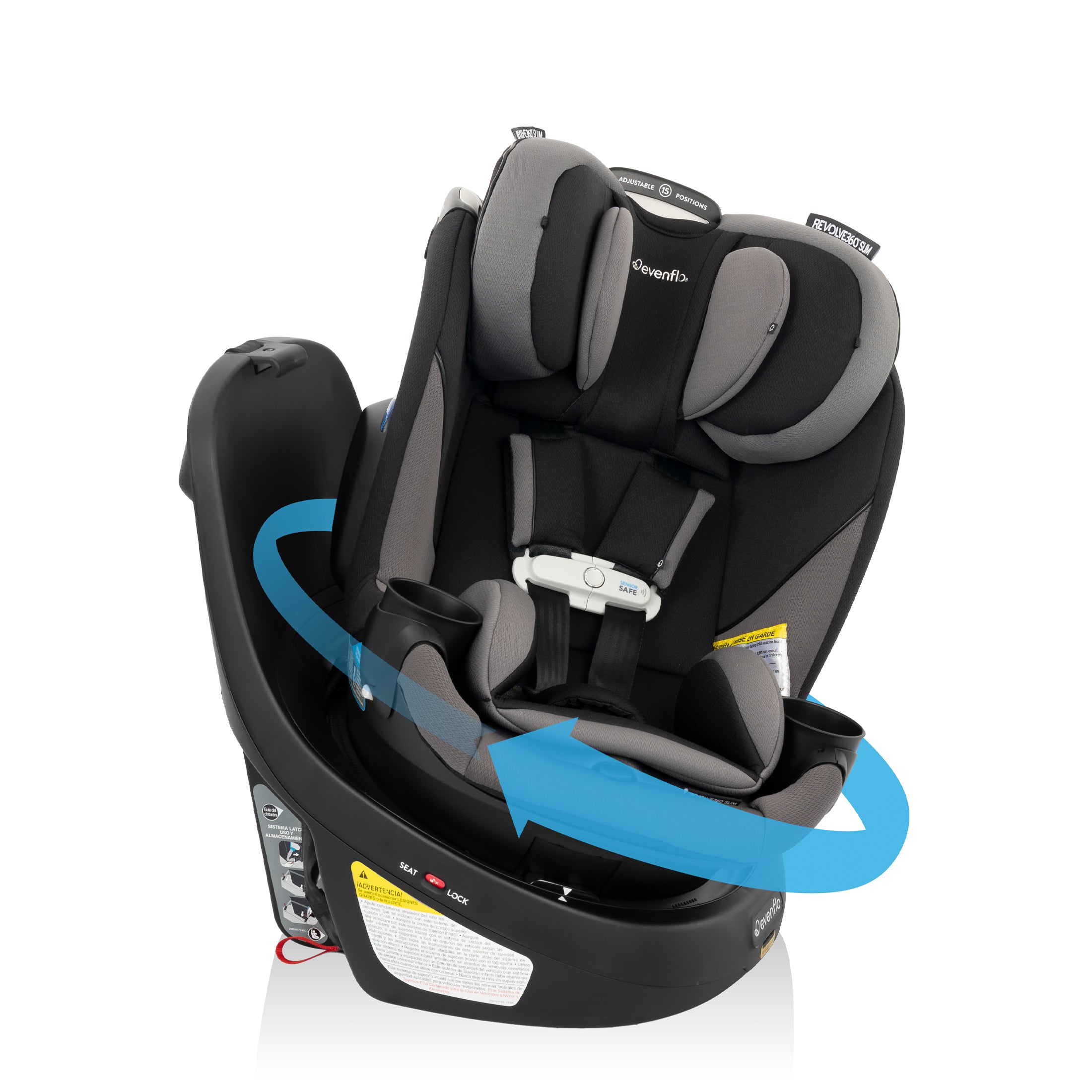 Revolve360 Slim 2-in-1 Rotational Car Seat with SensorSafe - Obsidian Black