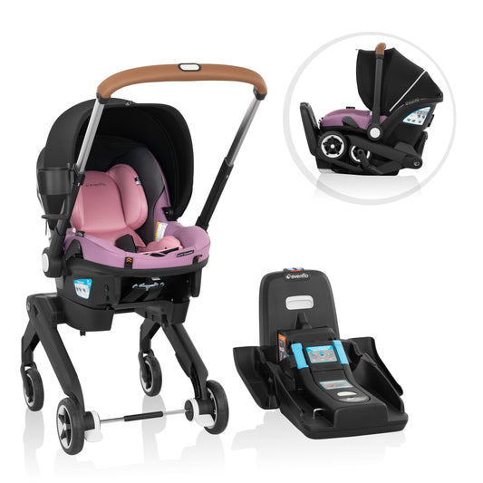 Evenflo Shyft DualRide Infant Car Seat Stroller Combo w Carryall Storage & Extended Canopy (Opal)