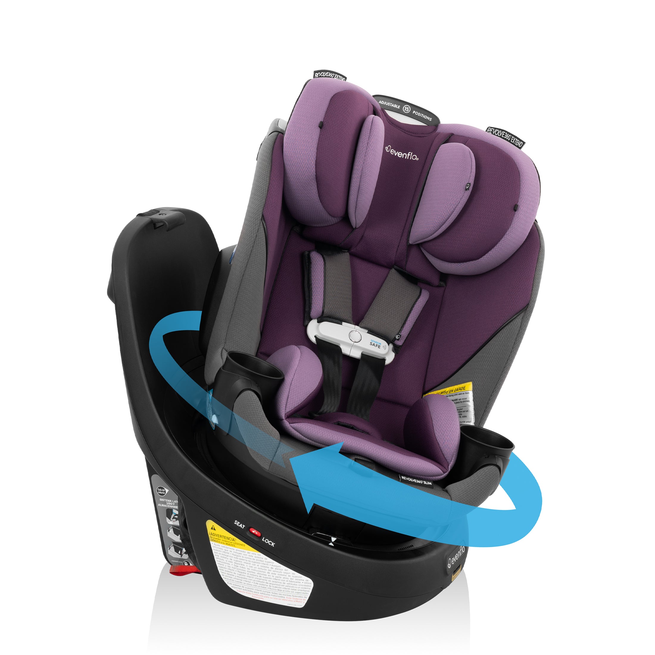 Revolve360 Slim 2-in-1 Rotational Car Seat with SensorSafe - Amethyst Purple