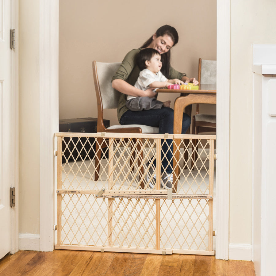 Position & Lock Adjustable Wood Baby Gate