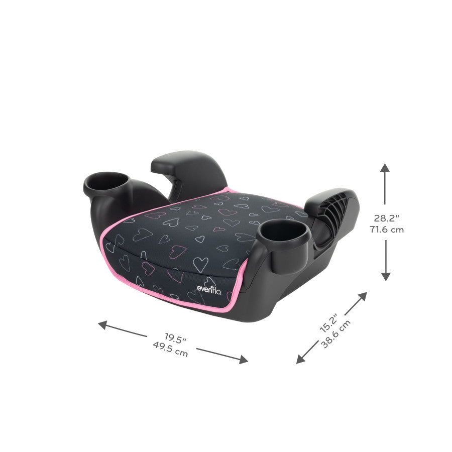 Weight and height outlet for backless booster seat