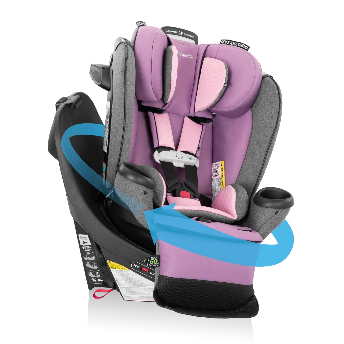 Evenflo Gold Revolve360 Extend All-in-One Rotational Car Seat with SensorSafe (Opal)