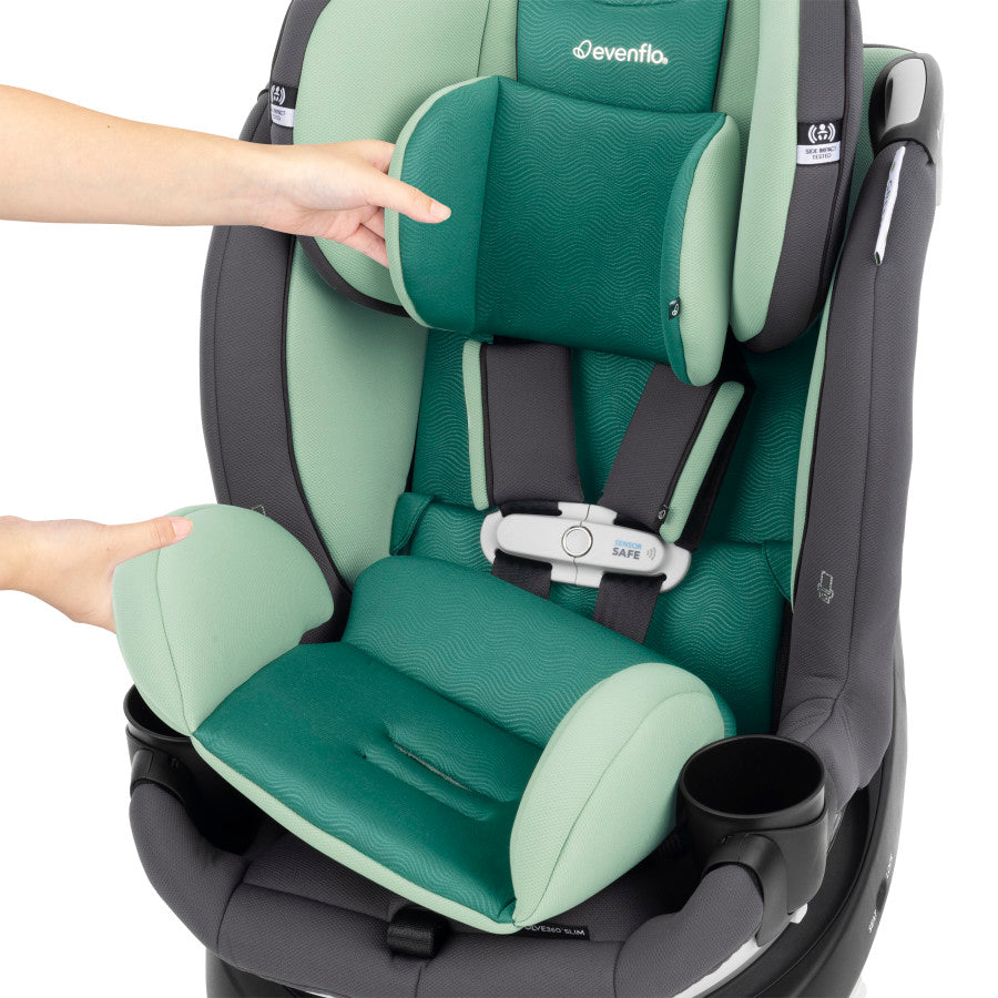 Evenflo® Gold Revolve360 Slim 2-in-1 Rotational Car Seat with Green &  Gentle Fabric - Evenflo® Official Site