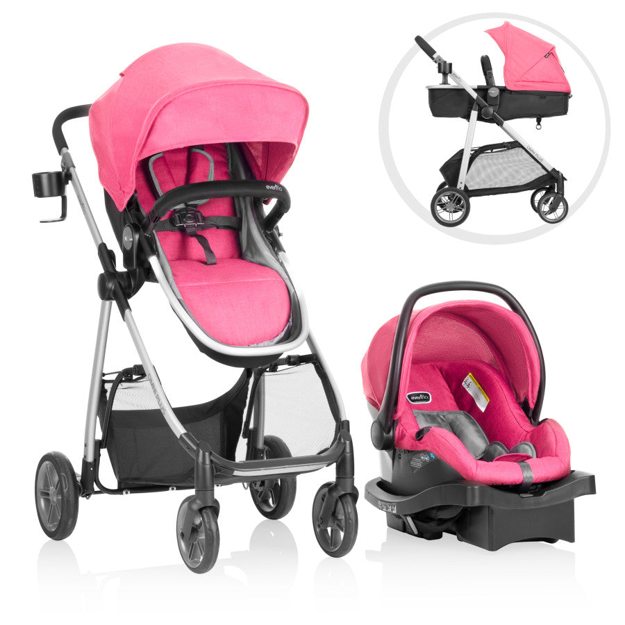 Urbini pink store and black stroller